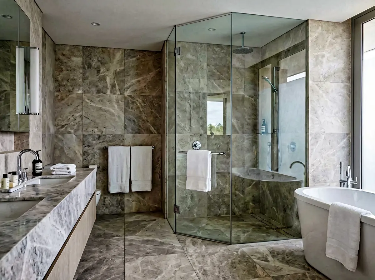 Piso de vidrio en casa moderna